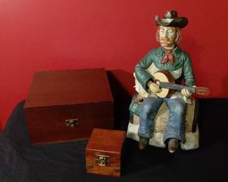Guitar Cowboy with Two Wooden Boxes