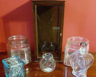 Vintage Glass Wooden Wall Candle Holder and Glass Decor Bundle