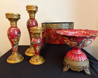  01 Red Gold Floral Decor