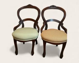 Pair Of Victorian Balloon Back Side Chairs