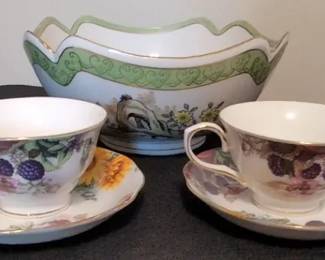 Floral Bowl And Teacups