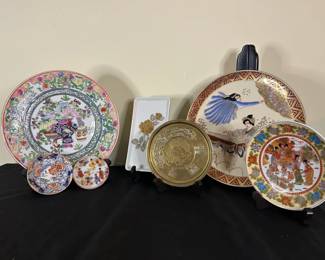 Exotic Gold Color Floral Asian Style Collectors Plates