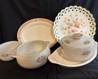 Halls Rose White Bowls, TOSHO Platter, And More Serving Pieces Mystery Lot