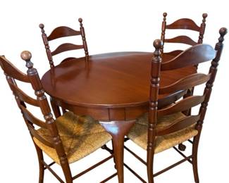 HenkelHarris Solid Wild Black Cherry Table With 4 Ladder Back Cane Chairs And 3 12 Inch Leaves