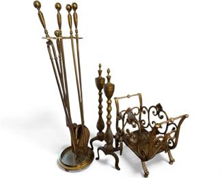 Brass Fireplace Tools And Accessories Mystery Lot