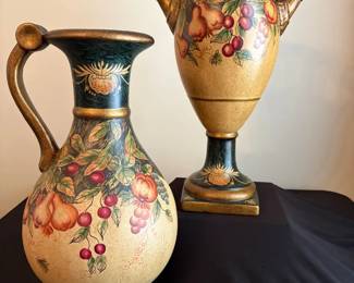 Vtg. Tuscan Fruit Motif Vase Pitcher