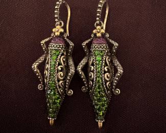 Barbara Bixby Sterling Silver and 18 K Gold Grasshopper Earrings $250