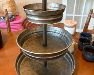 3 Tier Galvanized Metal Tray $65