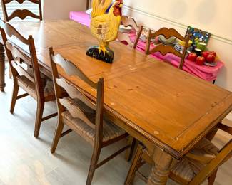 Farm table 89” x 43” With Six Chairs 1,500 Call Donna 850-516-2425
