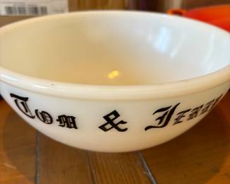 Tom and Jerry milk glass large bowl $50