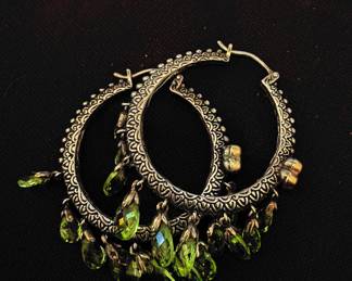 Barbara Bixby Sterling Silver and 18 kt Gold Briolette hoops Peridot $250