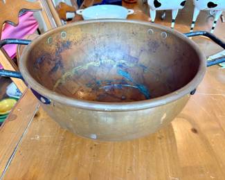 Huge Copper Pot with Patina for making Apple Butter. 27W x 8.5 H $500