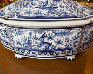 This is a hand-painted Coimbra ceramics footed trinket box or tureen. Has chip on very top $45