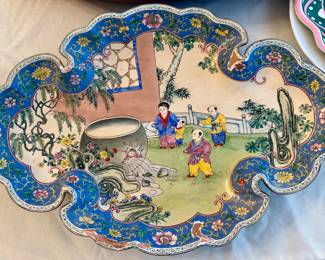 This is a late 19th to early 20th-century Chinese Canton enamel footed dish, hand-painted on copper $300