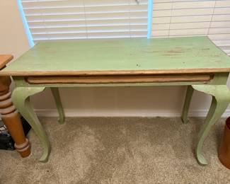 Love this table! Mint Green and Gold! 48” L x 21.5 W x 30 D
