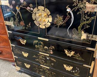 Asian Cabinet black-lacquered Chest $1,200.
