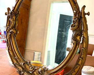 French Louis XV-style swivel tabletop vanity/dressing mirror, approximately 3 feet tall by 2 feet wide $400