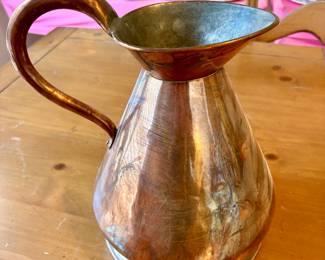 This is a vintage or antique copper flagon, also known as a harvest flagon, jug, or pitcher. $350 Call Donna 850-516-2425