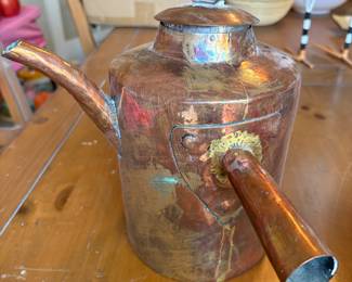 Antique copper teapot with patina $50