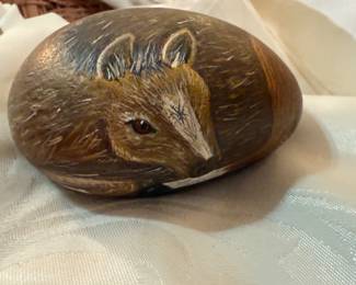 Hand Painted Rock of a Foal, signed on bottom