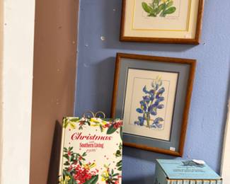 Floral framed art and vintage Southern Living