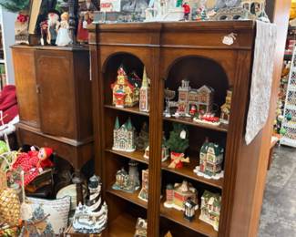 Collectible Christmas themed houses, trees and other decor