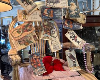 vintage printed pieces for use in decor, frame for unique Christmas decor