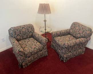 Upholstered Chairs and Lamp