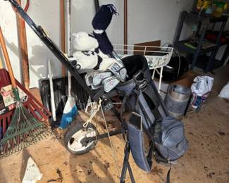 Gold club set and pull cart