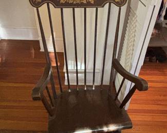 Wooden rocker with gold detail floral