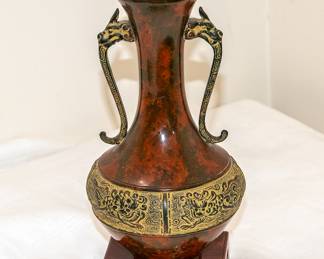 Asian Motif - Metal Vase