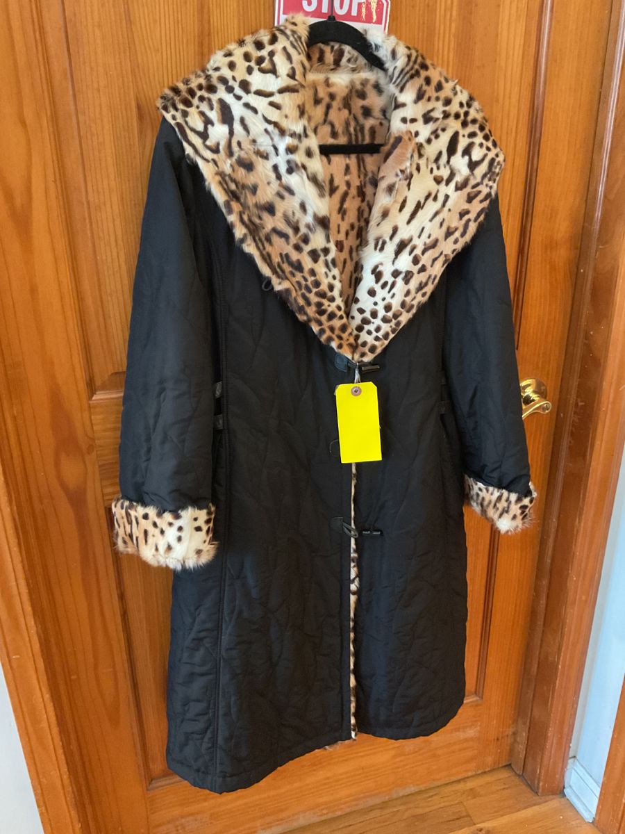 Reversible leopard print quilted coat $245 + tax
