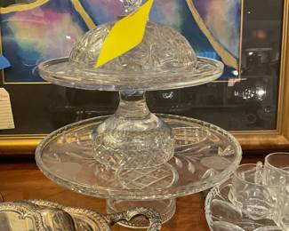 Cut crystal cake stands $56 + tax