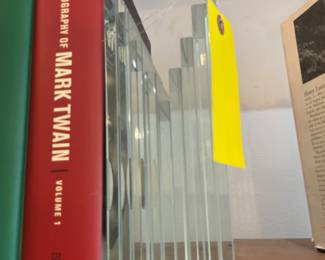 Pair of Andrew Pearson art deco stepped glass bookends $56 + tax