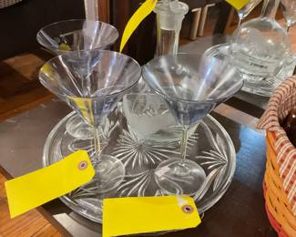 Blue polkadot martini glasses (3) $10.50 + tax