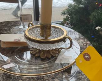 Vintage cut crystal and brass candle holder $14 + tax