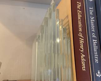 Pair of Andrew Pearson art deco stepped glass bookends $56 + tax