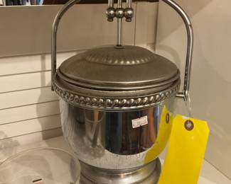 Silver plated vintage ice bucket with hinged lid $63 + tax