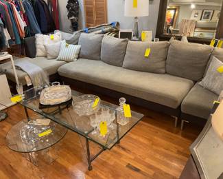 Charcoal and cray colored 3-piece sectional couch (length=13” height of seat=17” height of seat=64”) $1400 + tax