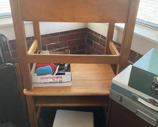 Vintage wooden school desks