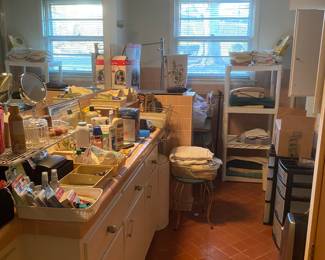 Come see our pink bathroom, full of supplies