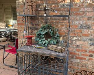 Marble Top Locking Iron Wine Rack