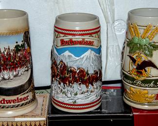 LARGE STEIN COLLECTION - BUDWEISER AND MORE