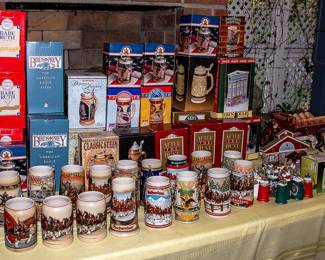 LARGE STEIN COLLECTION - BUDWEISER AND MORE