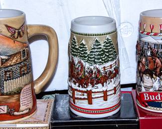 LARGE STEIN COLLECTION - BUDWEISER AND MORE