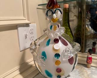 Murano glass clown decanter. Head is removeable!