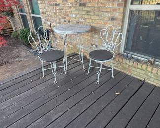 Vintage ice cream chairs and table