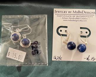 Sterling Silver Earrings with Blue Lapis