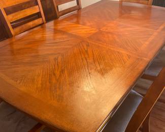Dining table  ( leaf can come out to make smaller)and 6 chairs $400