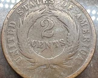 1864 Two Cent Piece — Large Motto — First Year Coin Minted